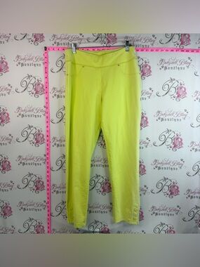 Dolcezza tights pants Women’s Vibrant Slim Pull-On Ankle Pants in Lime Green